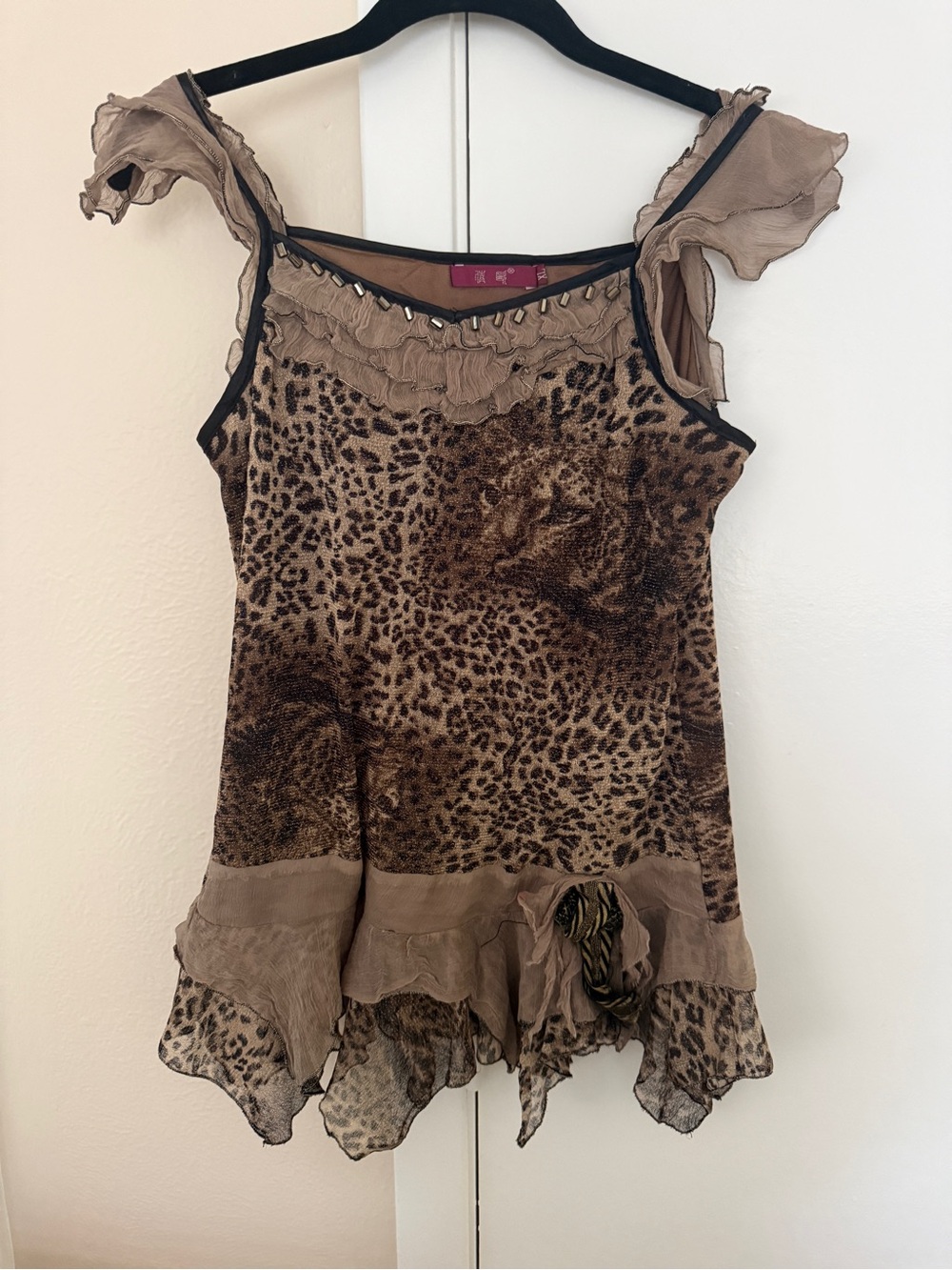 Leopard Ruffle Fairy Top